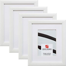 Craig Frames Contemporary, 22 x 28 Inch White Picture Frame Matted to Display an 18 x 24 Inch Photo, Set of 4