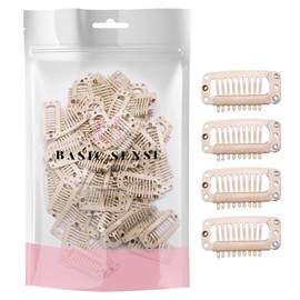 BasicSense 60 pcs Hair Extensions Strong Metal Snap Teeth Clips Hairpiece DIY Clip, Large Blonde