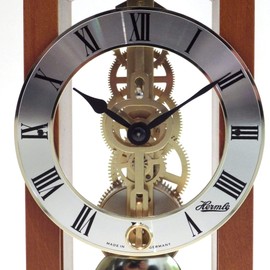 Hermle Table Clock, Wood, Cherry Brown, 18cm x 9cm x 11cm