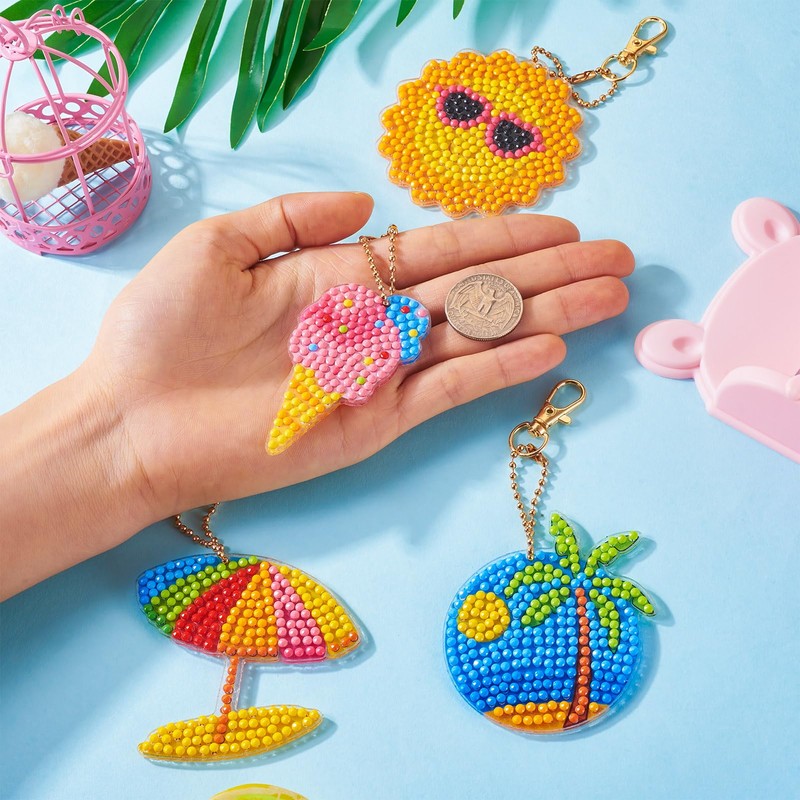 FASHEWELRY 12pcs Diamond Painting Keychains Kits for Adults Double Sided
