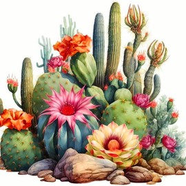 5D DIY Diamond Art Painting Kit, Round Full Drill Succulents, for Adults Beginner, Home Wall Decor, Gift (Modern)