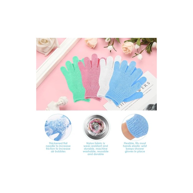 Guantes Baño Pares Exfoliantes Ducha Nailon Súper Suaves Doble Cara
