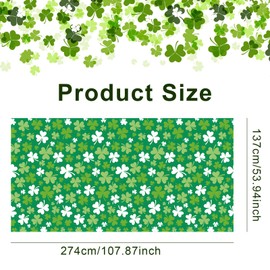 iwiio St Patricks Day Tablecloth 137 x 274cm Green Grass Disposable Table Cover, Rectangle Ireland Table Cloth for St Patrick's Day Table Decor Decoration