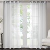 Singinglory Eyelet Voile Curtains Set of 2 with Tiebacks,White Sheer