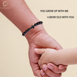 Locrccl Fathers Day Birthday Jewelry for Dad Best Papa Fathers Day Jewelry Frosted Bead Adjustable Cross Bracelet Card To My Dad