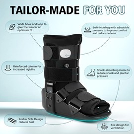 Medibot Advanced Walking Boot for Ankle Injuries & Fractures Adjustable Air Splint with Pump, Large Black, Fits Shoe Size 9.5-13.5'', Men and Women