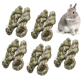 MUYG 10pcs Rabbit Timothy Hay Toy,Rabbit Chew Toys Bunny Treats Natural Timothy Grass Stick Natural Woven Molar Teeth Chewing Toys for Bunny Hamster Guinea Pigs Chinchilla Gerbils