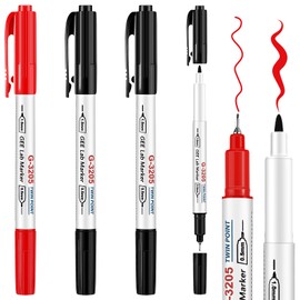 Janlaugh Alcohol Resistant Laboratory Markers, Black Dual Head Permanent Freezer Pens with 0.5mm Fine Point and 1.0mm Makers Tip, Designed for Industrial, Lab and Hospital Use(2 Black & 1 Red)