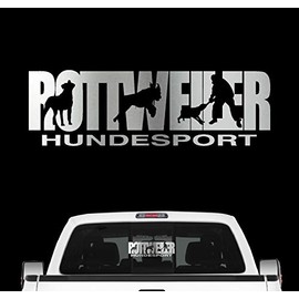 siviwonder Rottweiler Dog Sport Car Sticker Dog Foil Rottie Rotty Red Colour Metallic Silver Size 80 cm