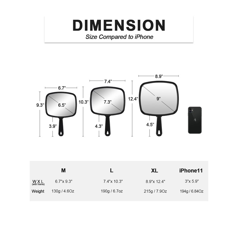 PROTECLE Hand Mirror, 9.3" L x 6.7" W Salon Barber
