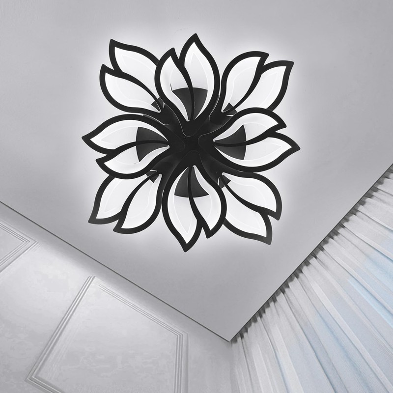 haodengshi Modern LED Ceiling Light Fixture Dimmable, 28" Black Modern