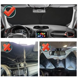 YEE PIN Sonnenschirm Auto kompatibel mit Jeep Renegade 2015-2022，Faltbare Auto Sonnenschutz Renegade Frontscheibe Windschutzscheibe UV Staub Schutz