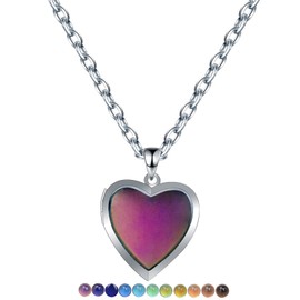 Mood Necklace for Women Temperature Sensing Color Changing Charm Heart Butterfly Peace Mood Necklace Jewelry Gifts for Women Teen Girls Valentine's Day Gifts