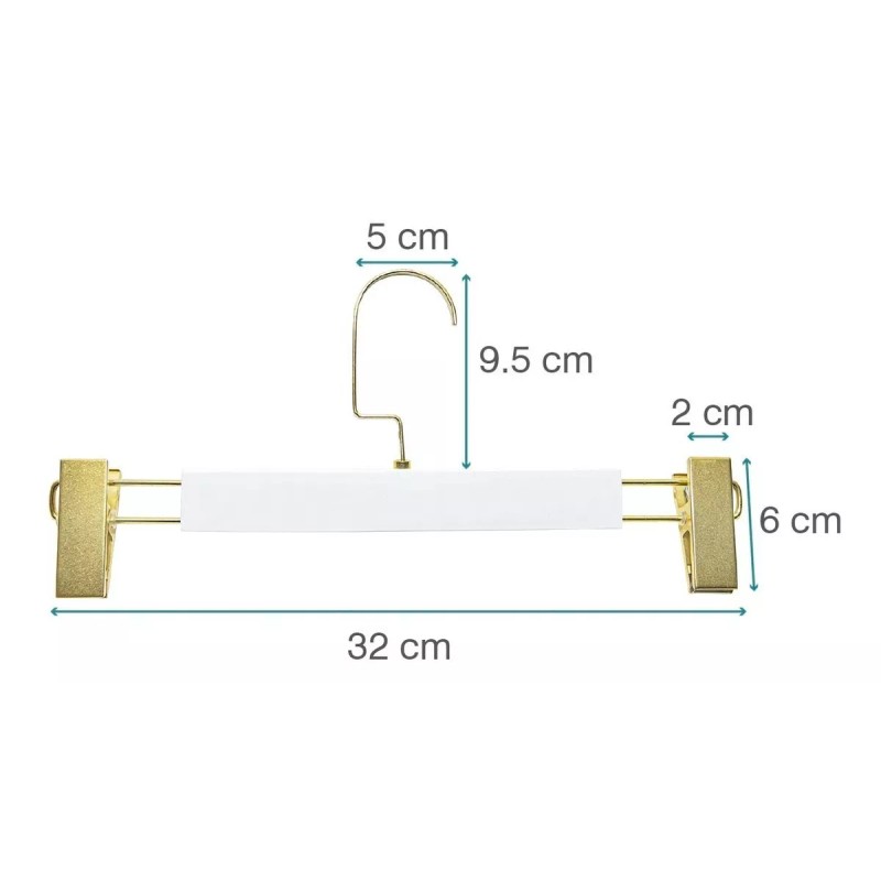 Exhivit Gancho Recto De Madera C/pinza Color Blanco Con 10