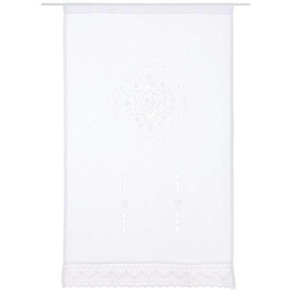 Home fashion FENSTERBEHANG LEINENSTRUKTUR Bestickt, Stoff, weiß, 100 x 60