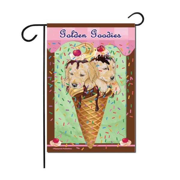 Pipsqueak Productions Golden Retriever Ice Cream Cone Garden Flag, Double-Sided