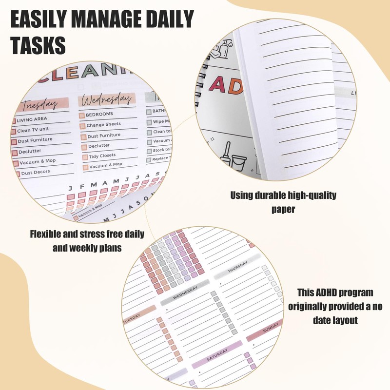 ADHD Cleaning Planner,Cleaning Schedule and Checklist Organizer,Bundle Household Cleaning Schedule