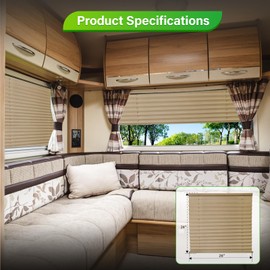 RV Window Shades,Camper RV Pleated Shades RV Camper Blinds and Shade,RV Blinds for Camper Window,RV Privacy Blinds for Motor Coach RV Camper Travel Trailer Motorhome Solar Shade(26" W x 24" L),Khaki