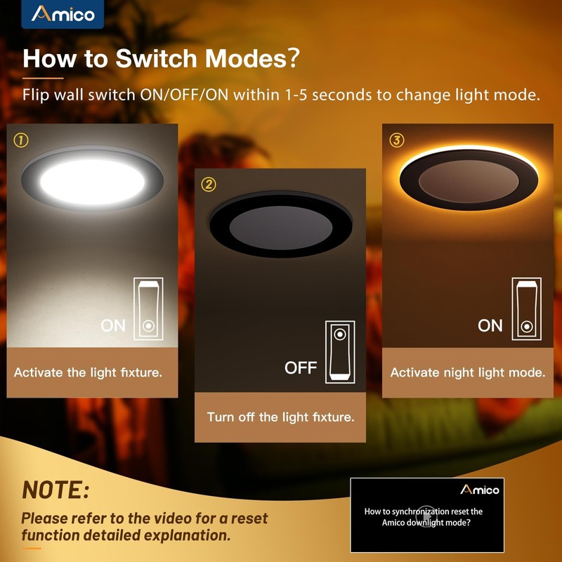 Amico 6 Pack Black 6 Inch 5CCT LED Recessed Ceiling