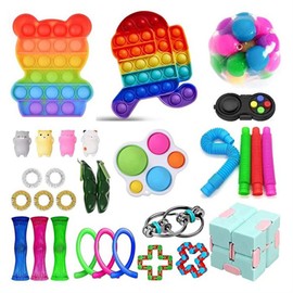 30pcs/set Push Bubble Sensory Toy Set Autism Special Needs Stress Reliever Silicone Decompression Toy for Kids Educational Toys