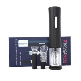StorageMate Electric Wine Opener Set - Including Wine Opener, Wine Aerator Pourer, Vacuum Stopper, Foil Cutter - Novelty Gift For Wine Enthusiasts - 4-in-1 Gift Set