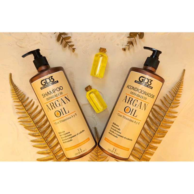 Kit Shampoo Acondicionador Para Cabello Aceite Argan Gd3 1lt