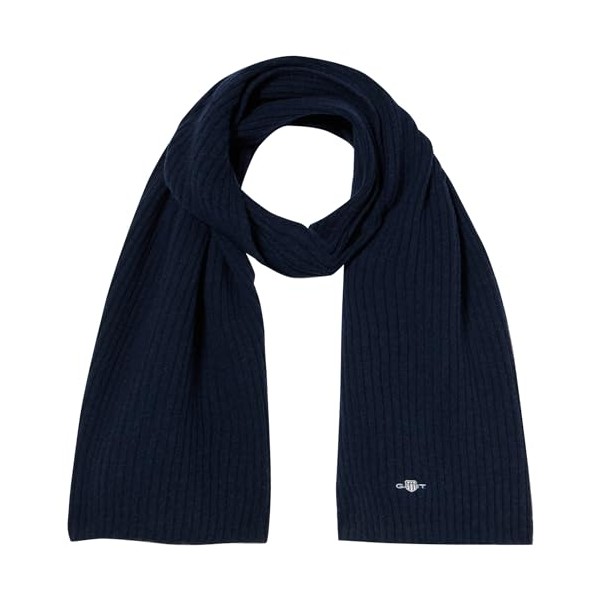 GANT Unisex Shield Wool Knit Scarf, navy