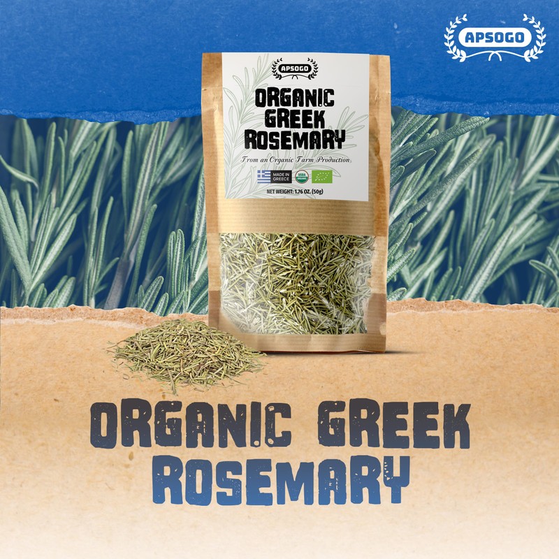 APSOGO Organic Dried Rosemary Leaves - Greek Whole Rosemary for
