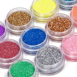 Renexxt 12 Mix Color Random Nail Art Acrylic Glitter Dust Powder