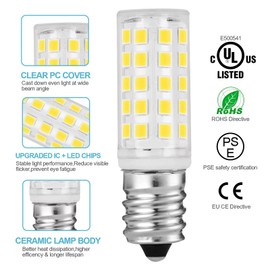 E-14 LED Bulb European Base - AC110V-130V for Refrigerator, Maxx grinder, Cooker Hood ,Sewing Machine ,Turkish Lamp - Part #W10888319,W10914194,WP4173175,WPW10412711,W11518235 (2PACK, White 6000K)