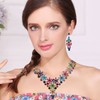 EVER FAITH Austrian Crystal Enamel Flower Cluster Drop Necklace Earrings