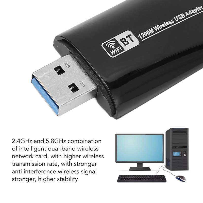 Wireless USB Adapter Desktop Computer 1200Mbps Wireless Network Card Dual