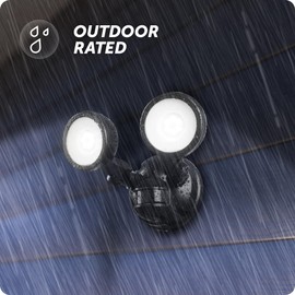 GLOBE 180-Degree 10 W Twin Head Black 1000 Lumens Hardwired Motion Sensor Integrated LED Security Flood Light, Spotlight, Outdoor, Outside House Lights