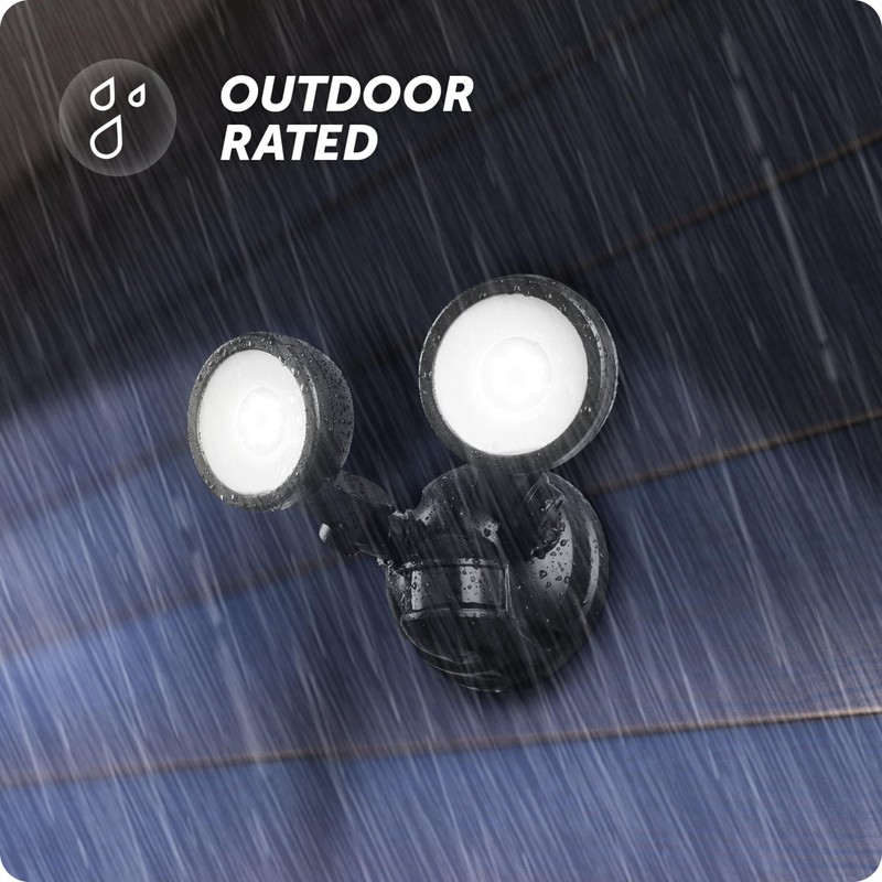 GLOBE 180-Degree 10 W Twin Head Black 1000 Lumens Hardwired