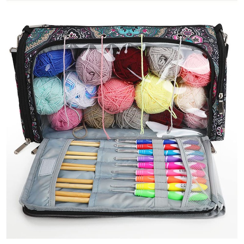 Hosoncovy Large Capacity Knitting Bag Yarn Bag Portable Yarn Knitting