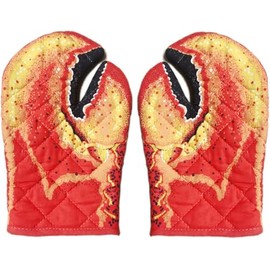 Lobster Claw Oven Mitts Quilted Cotton Lining Design Heat Resistant Crab Claw Gloves Microwave Oven Gloves Lobster Oven Mitts for Women Funny Oven Mitts Lobster Claw Gloves for Baking, BBQ, Grilling