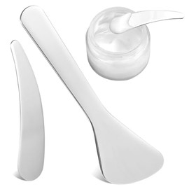 LLOUSSAK Pack of 2 Cosmetic Spatulas, Stainless Steel Makeup Curved Spatula, Mini Cream Spatula, Cosmetic Spatula, Applicator Spoon for Cream, Mask, Lotion, Moisturising Cream