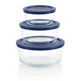 Pyrex Simply Store (3-Pack) Glass Food Storage Containers Set, (2, 4 & 7 Cup) Meal Prep Containers With BPA-Free Lids, Dishwasher & Microwave Safe