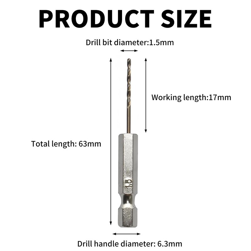DEFIYEAR 6PCS Hex Shank Drill Bit Set - 1.5mm Drill