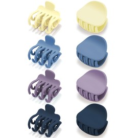 ATODEN Small Hair Clips Claw Clips for Thin Hair 8Pcs Small Hair Claws Round Claw Clips Double Row Teeth Matte Medium Hair Clips for Thick Thin Fine Short Hair Jaw Clips Cute Hair Accessories