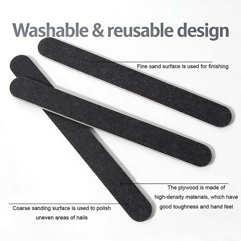 Nail File 12pcs Professional Double Sided 100/180 Grit Nail Files