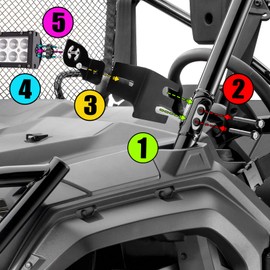 Wsays 50 inch 288W LED Light Bar Compatible with Honda Pioneer 700 1000 with Wiring and Upper Hood Side Pillar Roll Bar Mounting Brackets