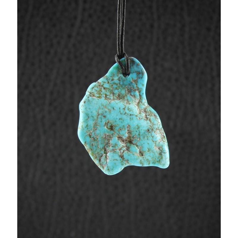Budawi® Genuine Arizona Turquoise Pendant Necklace with Leather Cord, Gemstone,