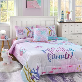 Cokouchyi Full Size Comforter Set for Girls, 6-Piece Bed in a Bag, 3D Colorful Mermaid Bedding Comforter Sheet Set, Ultra Soft and Fluffy, Mermaid