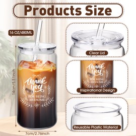 Yetene 24 Set Thank You Gifts Employee Appreciation Gifts 16 oz Plastic Coffee Cups Bulk Reusable Inspirational Cups with Lid and Straw Xmas Gifts for Coworkers Teacher Nurse Team Staff(Praise)