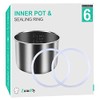 6 Qt Power Cooker XL Replacement Inner Pot with 2 Pack Sealing Ring for Power Pressure Cooker PPC770 PPC771 PPC770-1 PRO PCXL-PRO6 YBD60-100 WAL1 WAL2