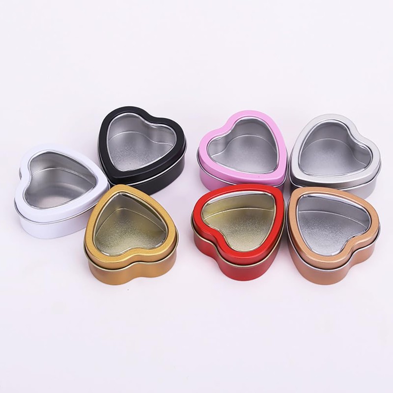 16 Pcs Metal Tins Jar 2 OZ Empty Heart Shaped