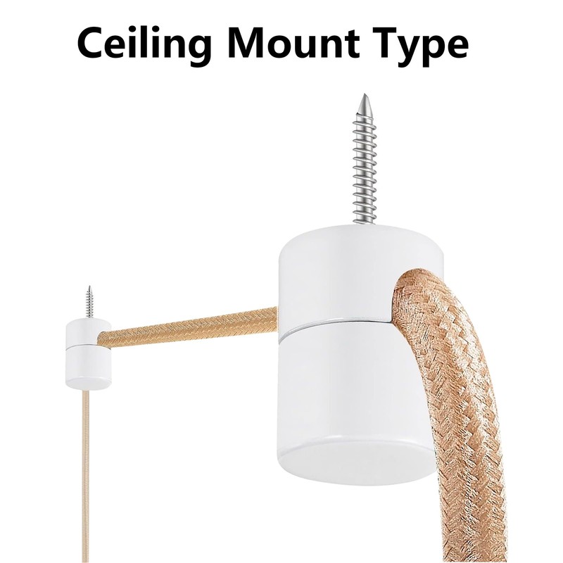 AUXBC 6PCS White Swag Hooks for Ceiling Hanging Lights, Aluminum