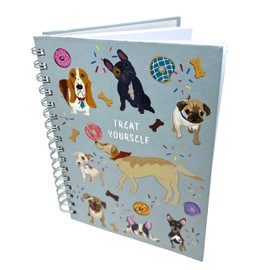 Treat Yourself by Baxter Paper Writing Diary Journal Notebook | Beautiful and Whimsical Design | 60% Recycled Paper | 6"x8.25" Hardcover Spiral with 300 Lined Pages | Dog, Puppy Donuts | Poodle, German Shepherd, French bulldog, Boxer