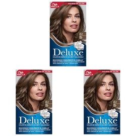 Wella Deluxe Tinte Permanente 6.1 Rubio Oscuro Cenizo, 207 g (Paquete de 3)